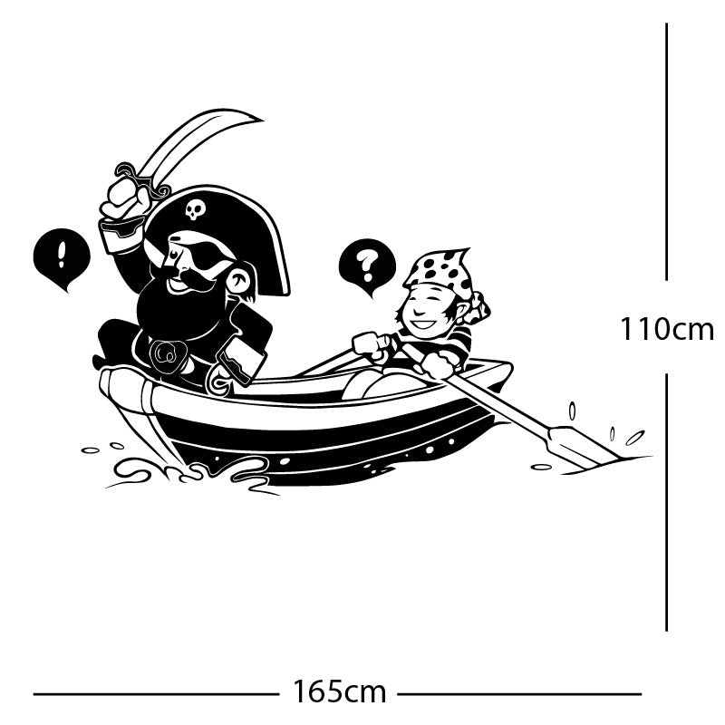 pirate boat and cabin boy wall sticker