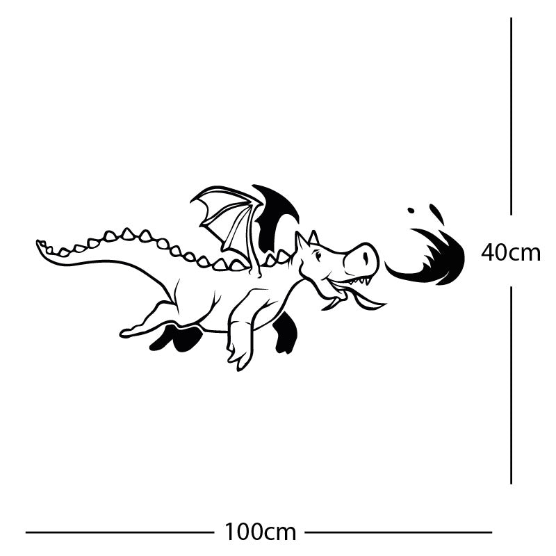 dragon with flames wall sticker