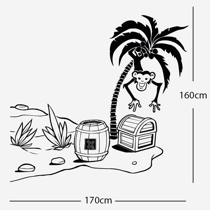 monkey in tree with treasure wall sticker