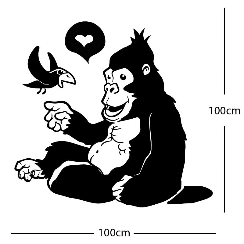 gorilla with bird cute wall sticker