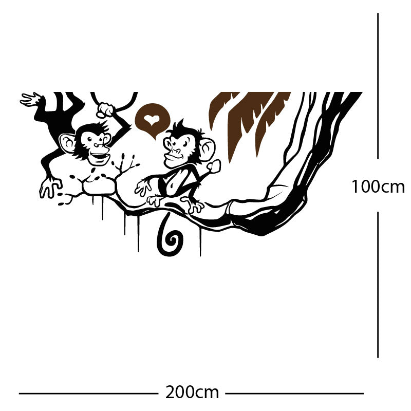 monkey in tree funny wall sticker