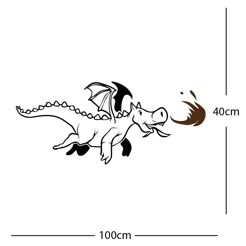 dragon with flames wall sticker