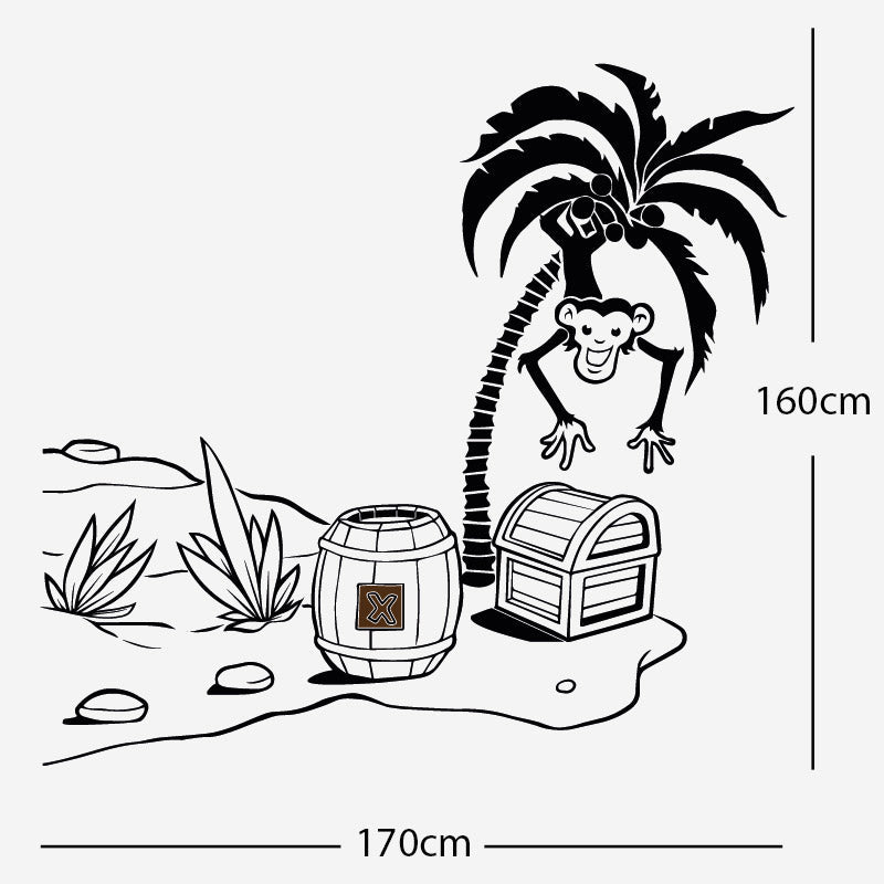 monkey in tree with treasure wall sticker
