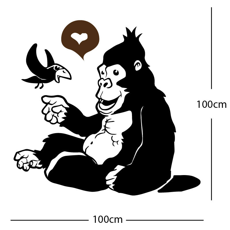 gorilla with bird cute wall sticker