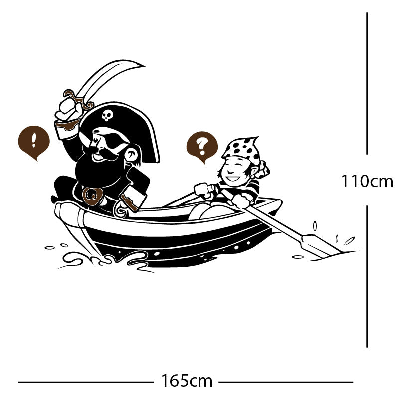 pirate boat and cabin boy wall sticker