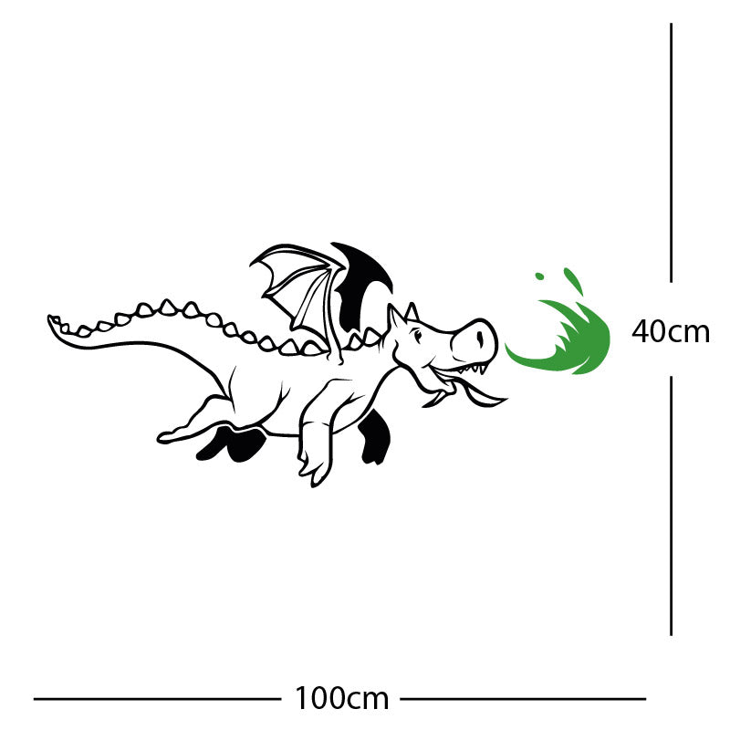 dragon with flames wall sticker