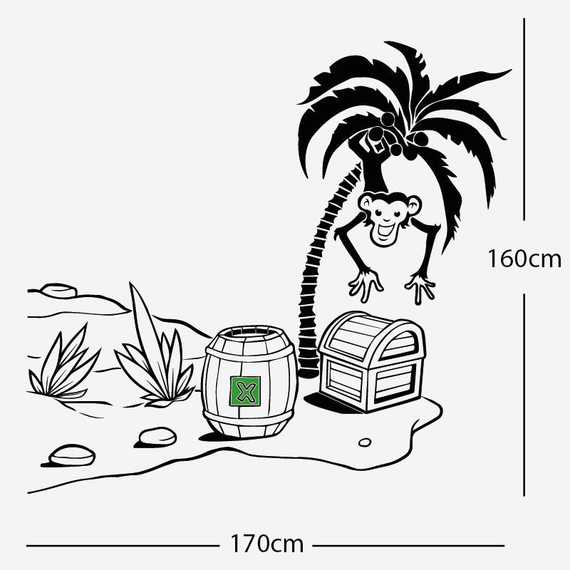 monkey in tree with treasure wall sticker