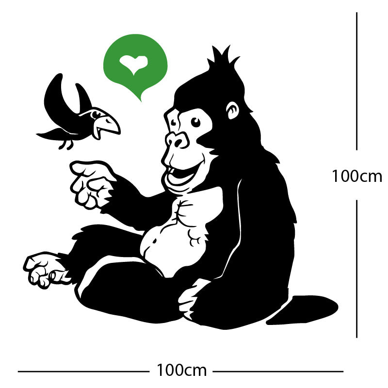 gorilla with bird cute wall sticker