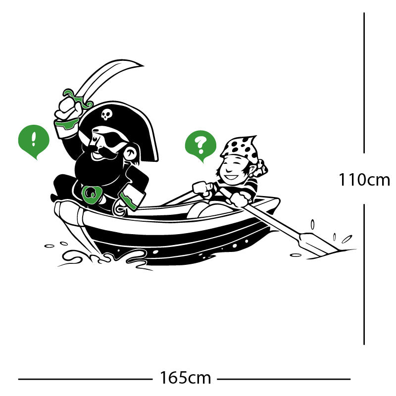 pirate boat and cabin boy wall sticker