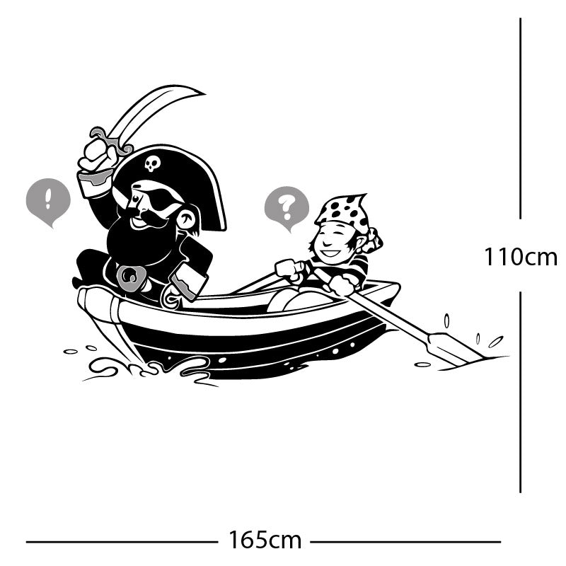 pirate boat and cabin boy wall sticker