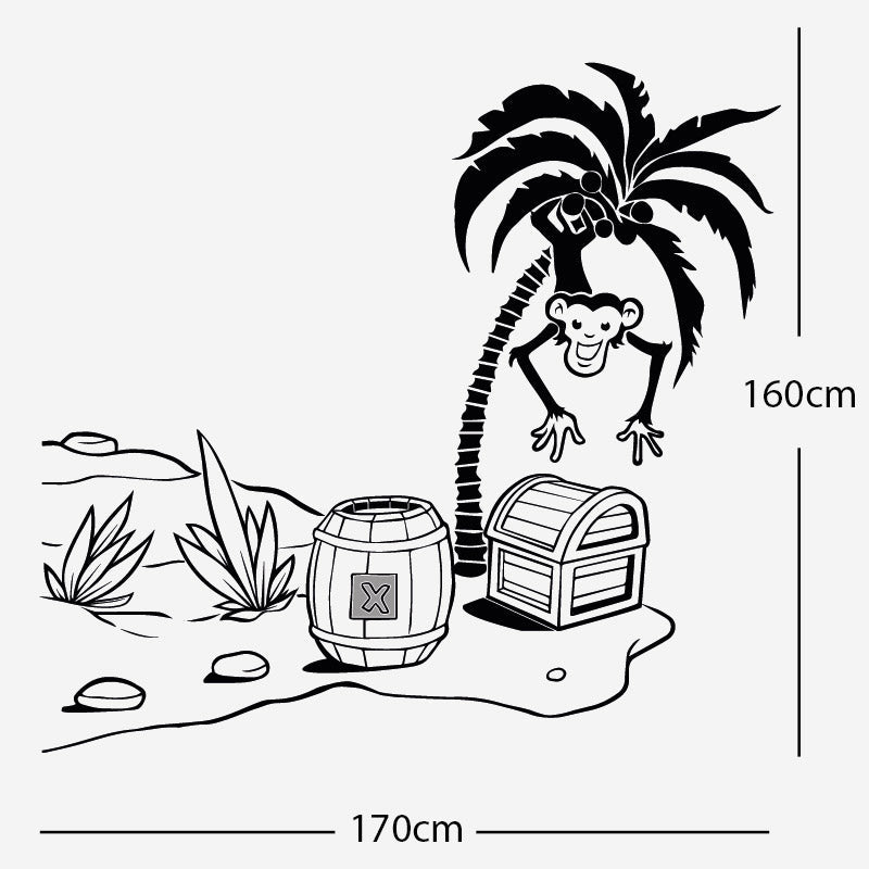 monkey in tree with treasure wall sticker
