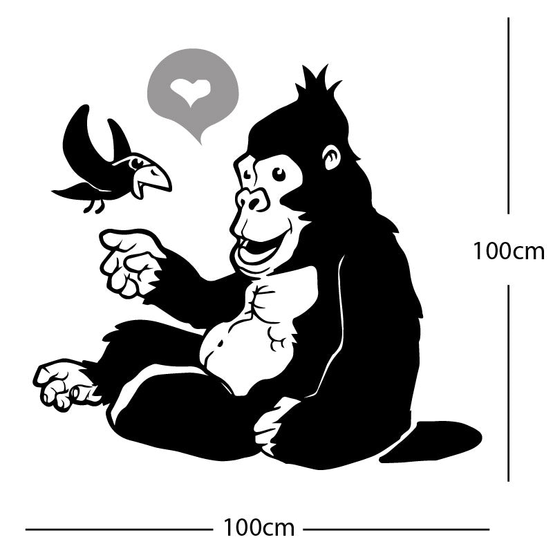 gorilla with bird cute wall sticker