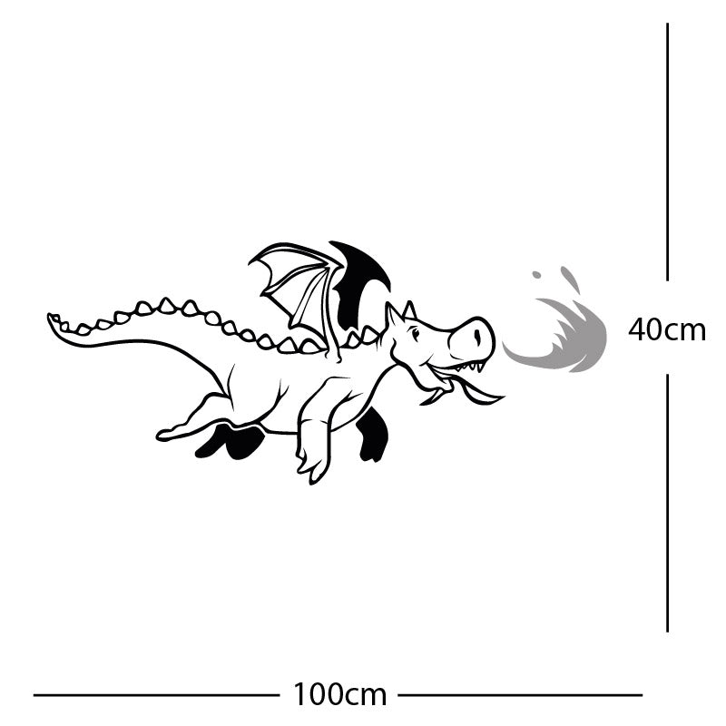 dragon with flames wall sticker
