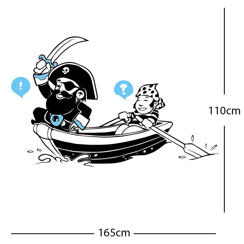 pirate boat and cabin boy wall sticker