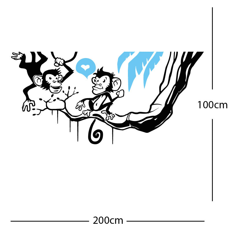 monkey in tree funny wall sticker
