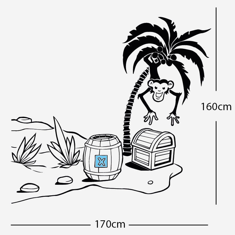 monkey in tree with treasure wall sticker