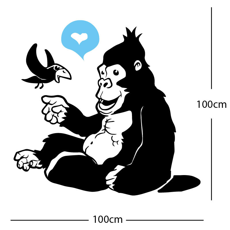 gorilla with bird cute wall sticker