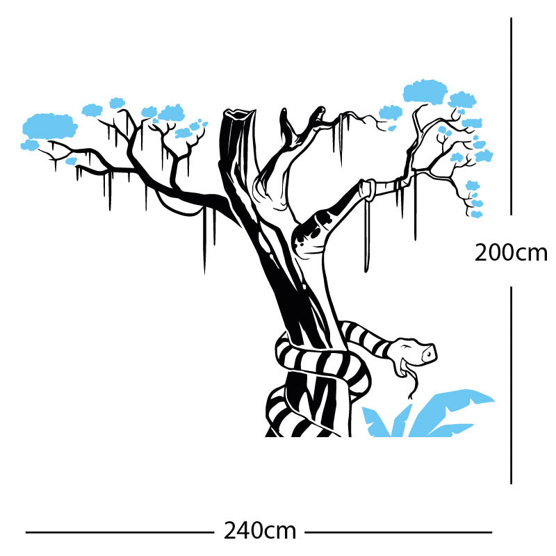 large tree with snake wall sticker