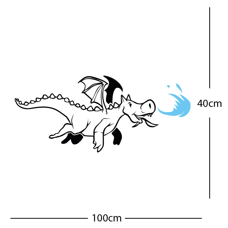 dragon with flames wall sticker