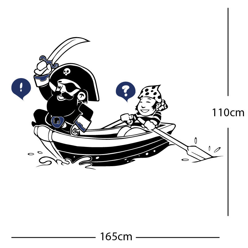 pirate boat and cabin boy wall sticker