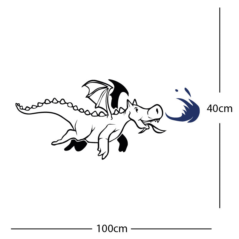 dragon with flames wall sticker