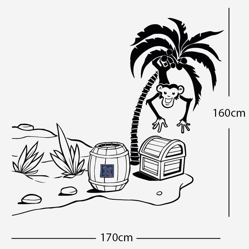 monkey in tree with treasure wall sticker