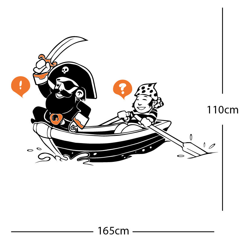 pirate boat and cabin boy wall sticker