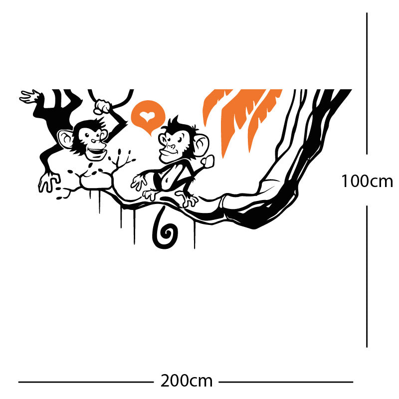 monkey in tree funny wall sticker