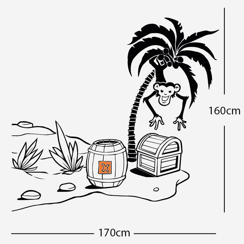 monkey in tree with treasure wall sticker