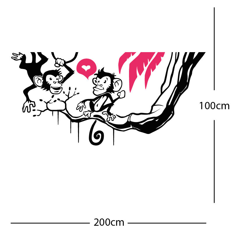 monkey in tree funny wall sticker