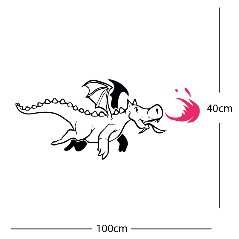 dragon with flames wall sticker