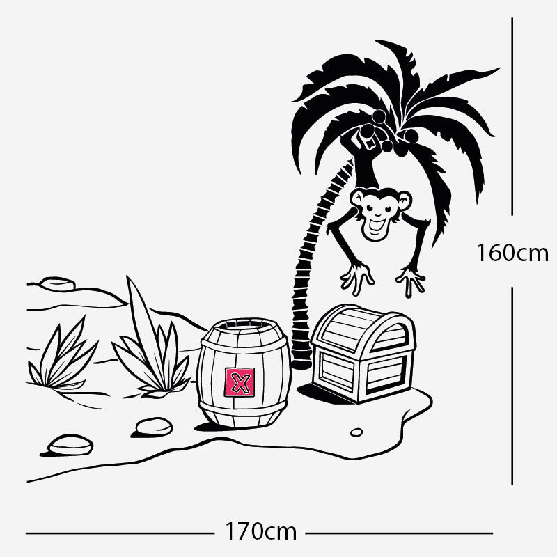 monkey in tree with treasure wall sticker