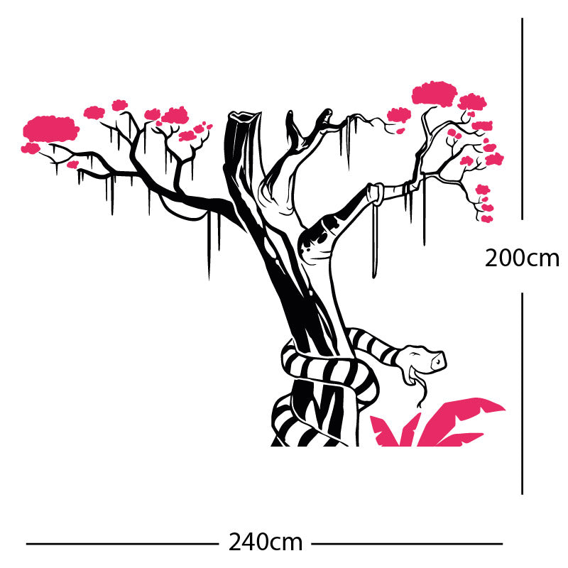 large tree with snake wall sticker