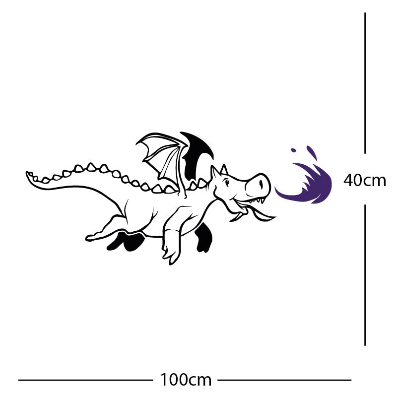 dragon with flames wall sticker