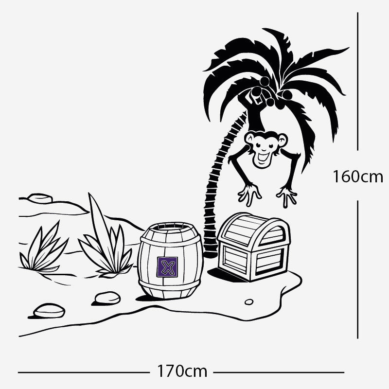 monkey in tree with treasure wall sticker