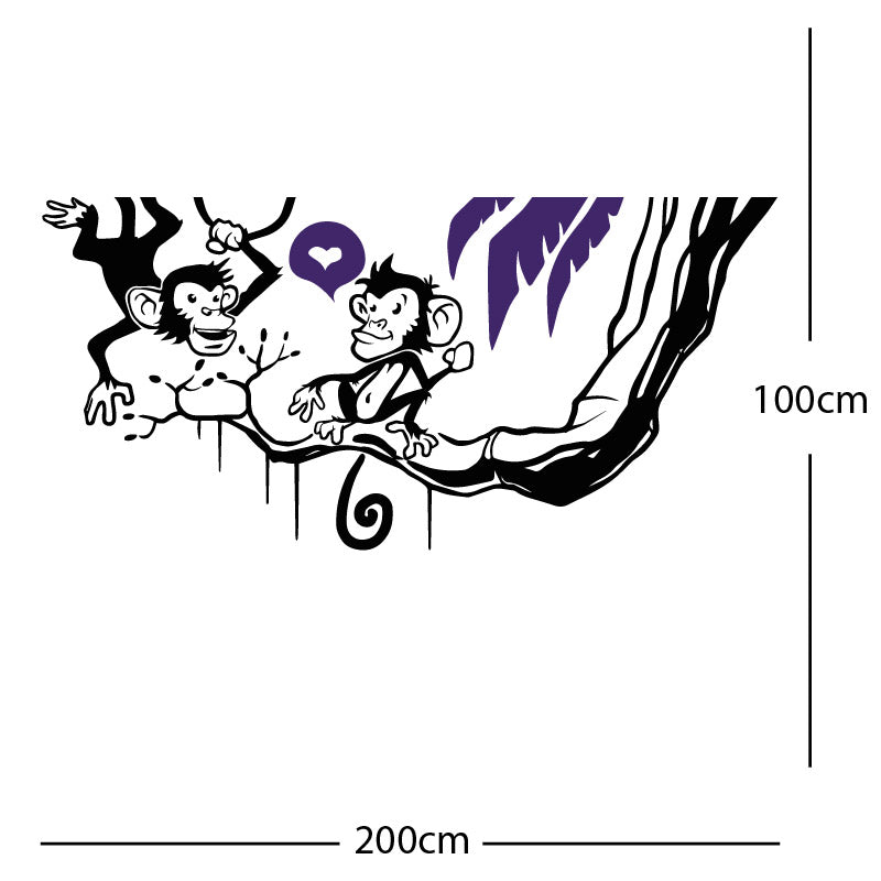 monkey in tree funny wall sticker