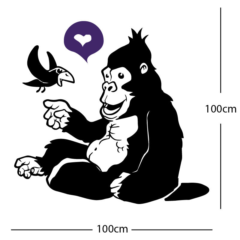 gorilla with bird cute wall sticker