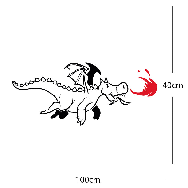 dragon with flames wall sticker