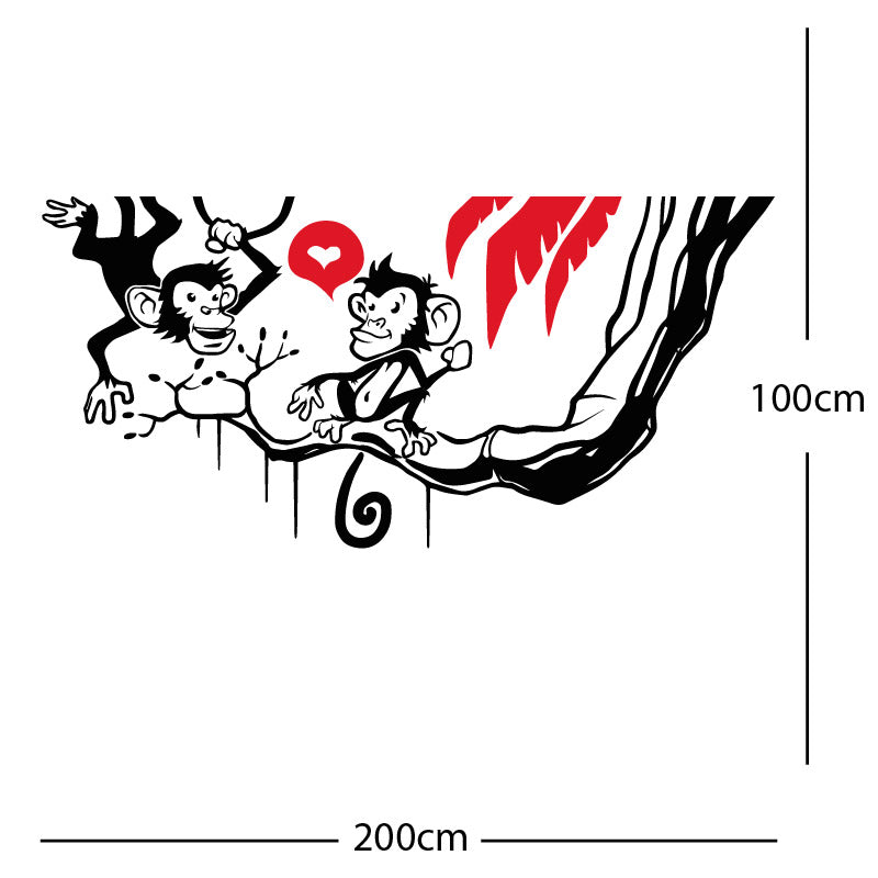 monkey in tree funny wall sticker