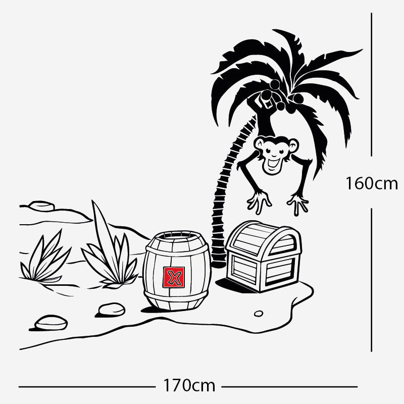 monkey in tree with treasure wall sticker