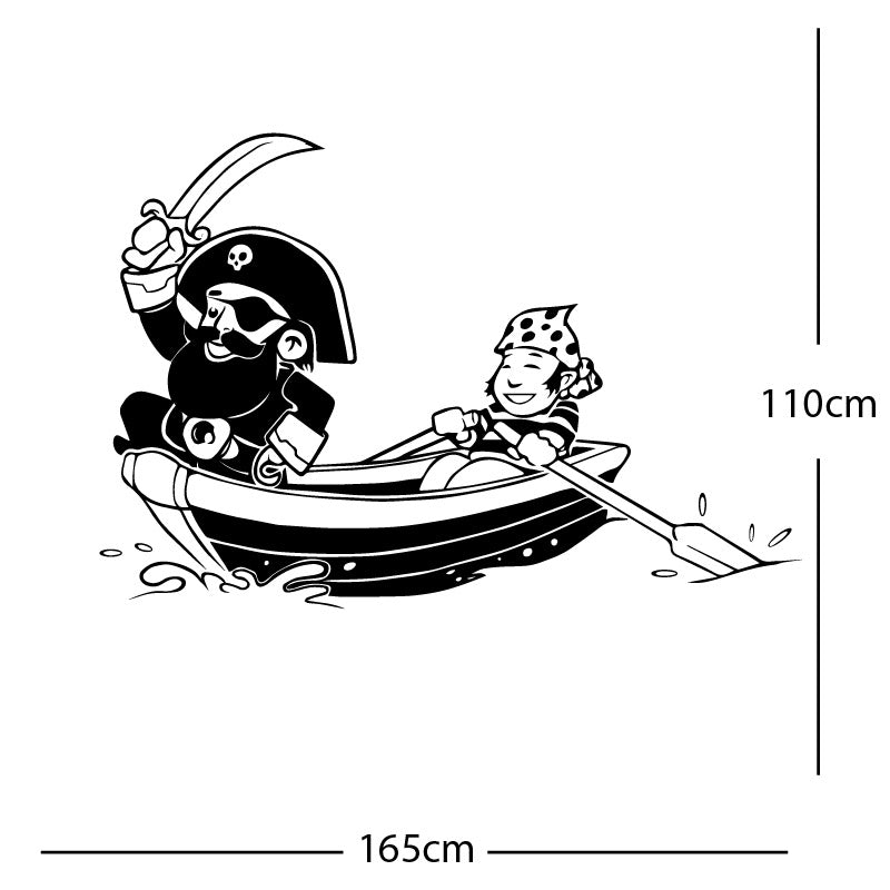 pirate boat and cabin boy wall sticker
