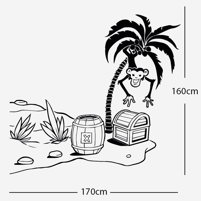 monkey in tree with treasure wall sticker