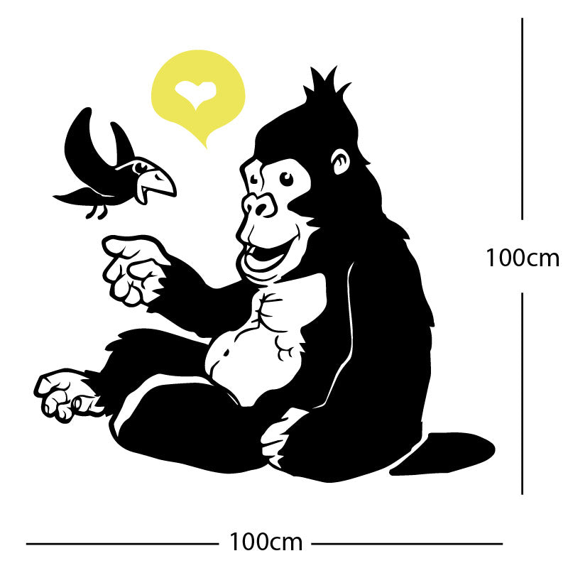 gorilla with bird cute wall sticker