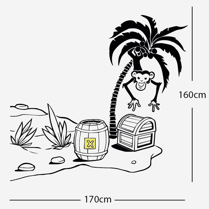 monkey in tree with treasure wall sticker