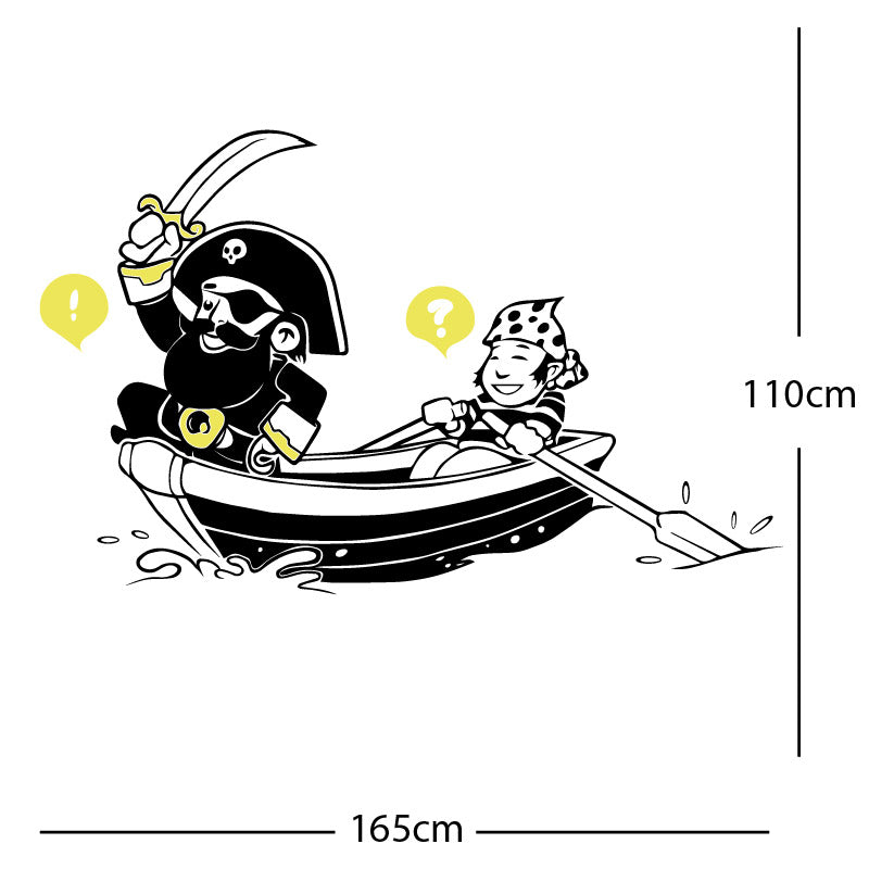 pirate boat and cabin boy wall sticker
