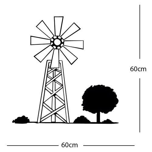Wind Turbine Wall Sticker – Farm Windmill Silhouette Countryside Decal