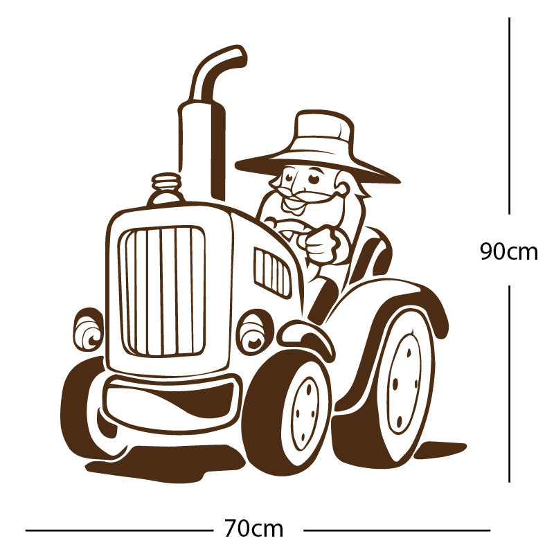 farmer and tractor decal wall sticker