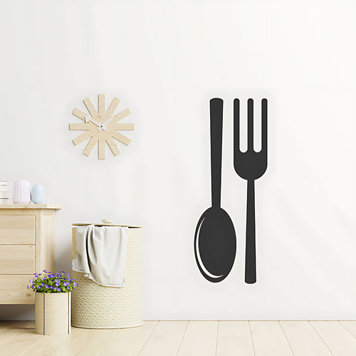 Fork and Spoon Wall Art Sticker - Classic Kitchen & Cafe Decor