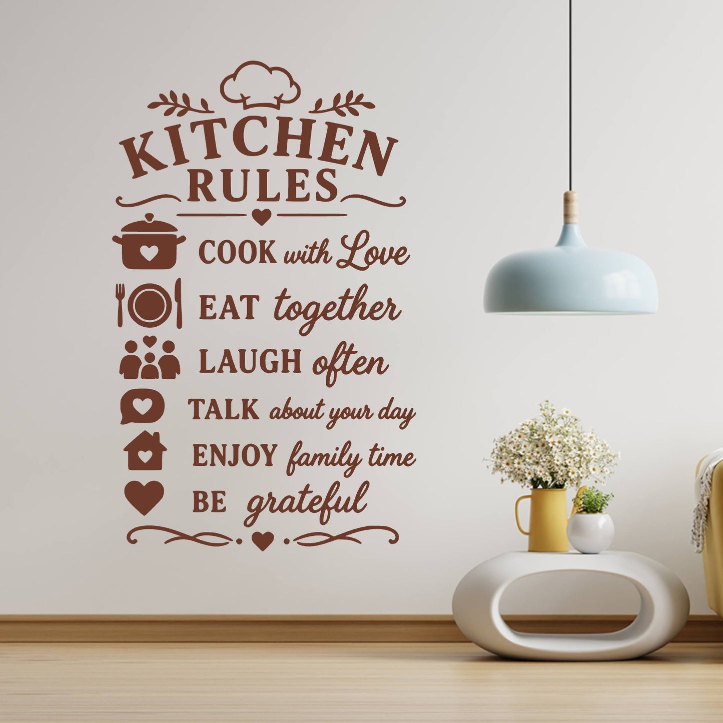 Kitchen Rules Wall Sticker – Cook With Love Eat Together Family Quote Decal