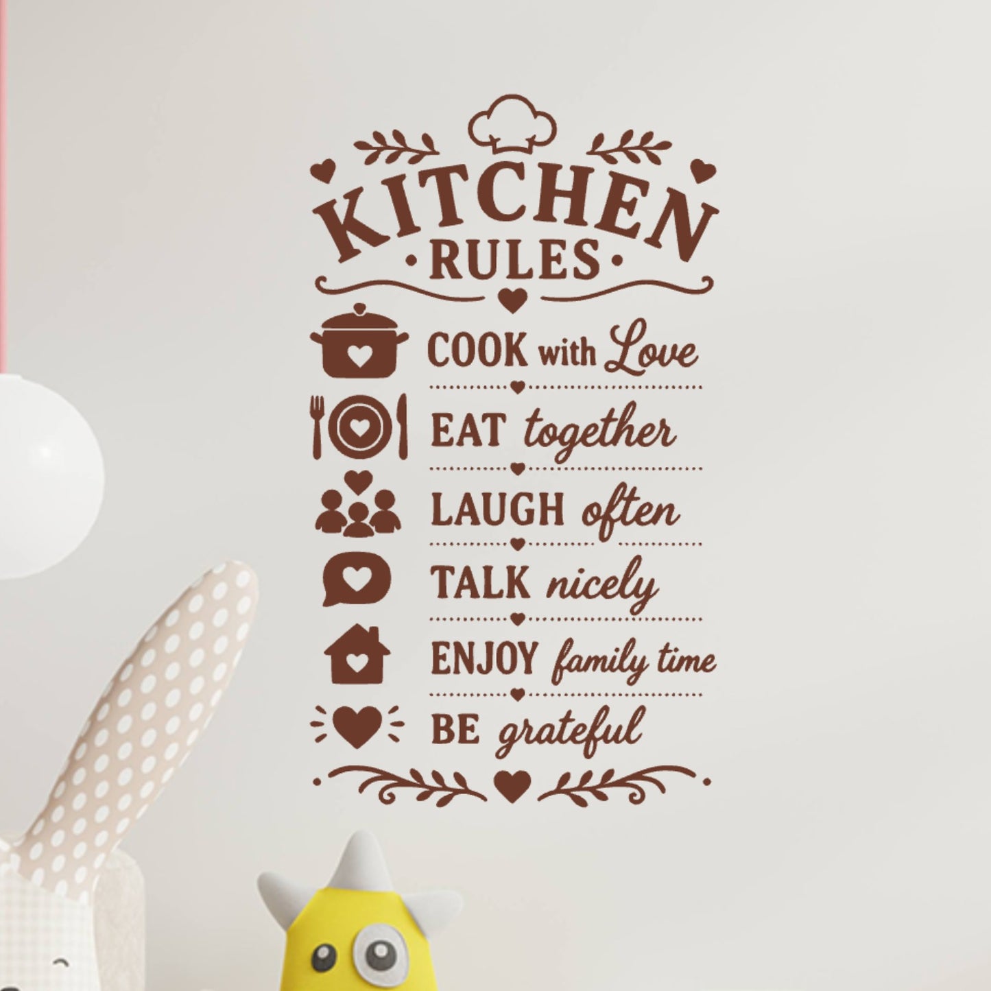 Family Kitchen Rules Wall Sticker – Cook With Love Eat Together Laugh Often